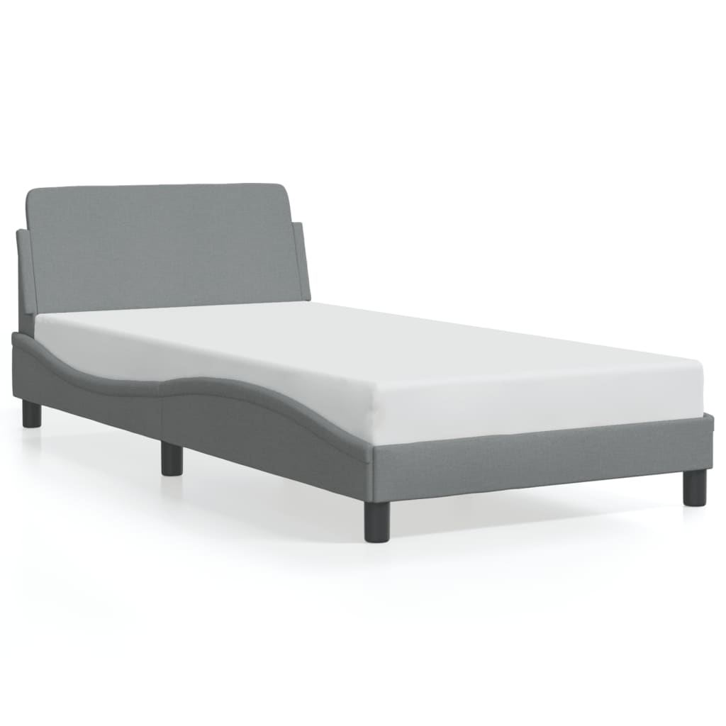 vidaXL Bed Frame without Mattress Light Gray 39.4"x74.8" Fabric