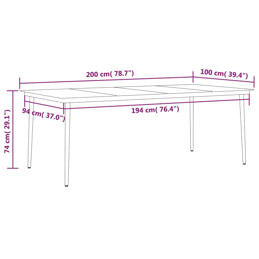 vidaXL 9 Piece Patio Dining Set Black