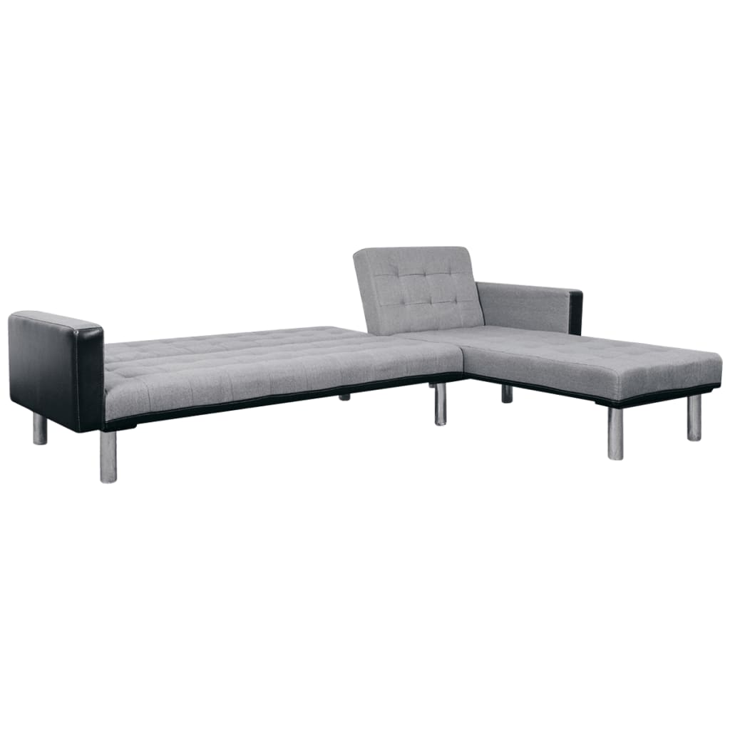 vidaXL L-shaped Sofa Bed Fabric Black and Gray