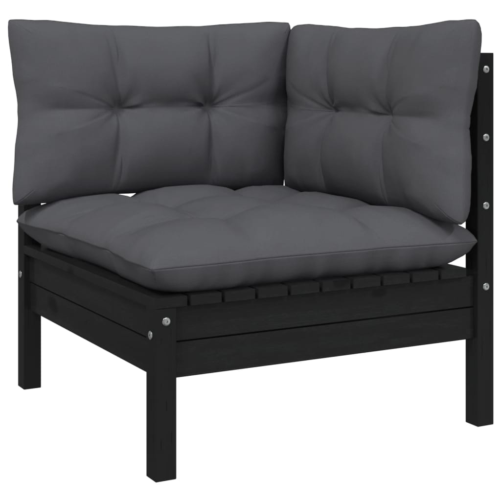 vidaXL 13 Piece Patio Lounge Set with Cushions Black Pinewood