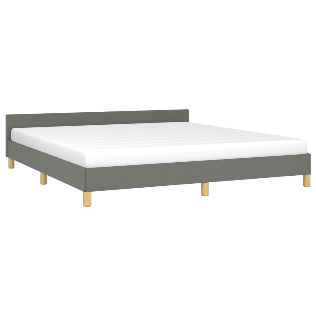 vidaXL Bed Frame with Headboard Dark Gray 72"x83.9" California King Fabric