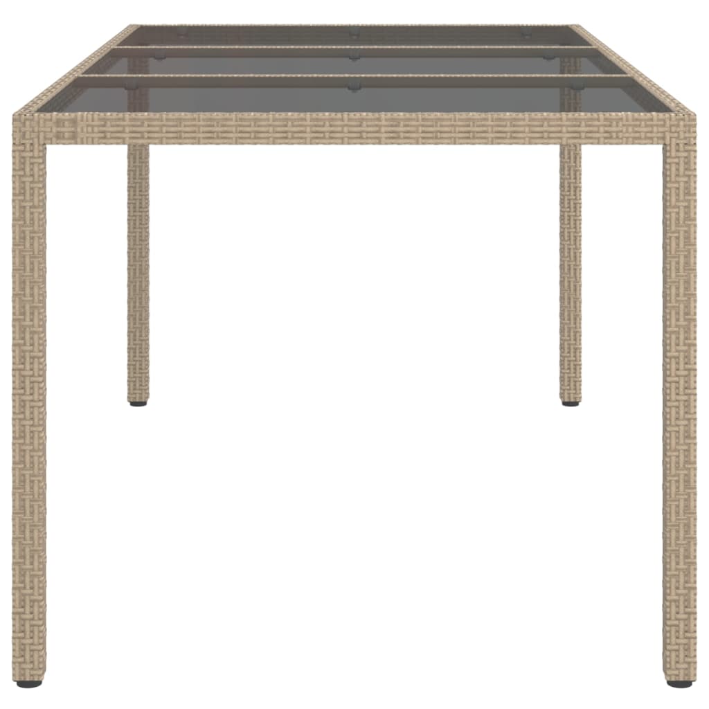 vidaXL Patio Table 59.1"x35.4"x29.5" Tempered Glass and Poly Rattan Beige