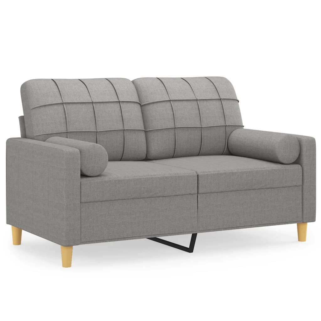 vidaXL 2-Seater Sofa with Pillows&Cushions Light Gray 47.2" Fabric