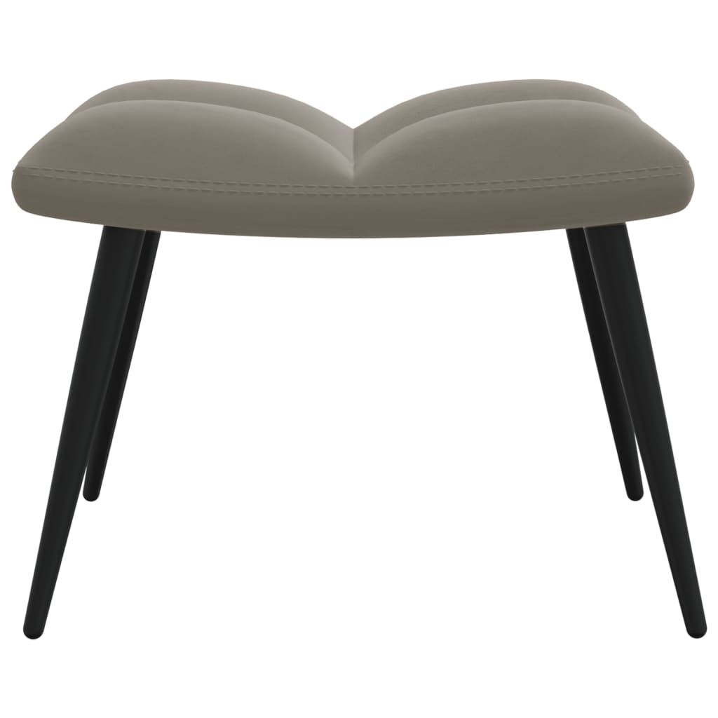 vidaXL Relaxing Chair with a Stool Light Gray Velvet