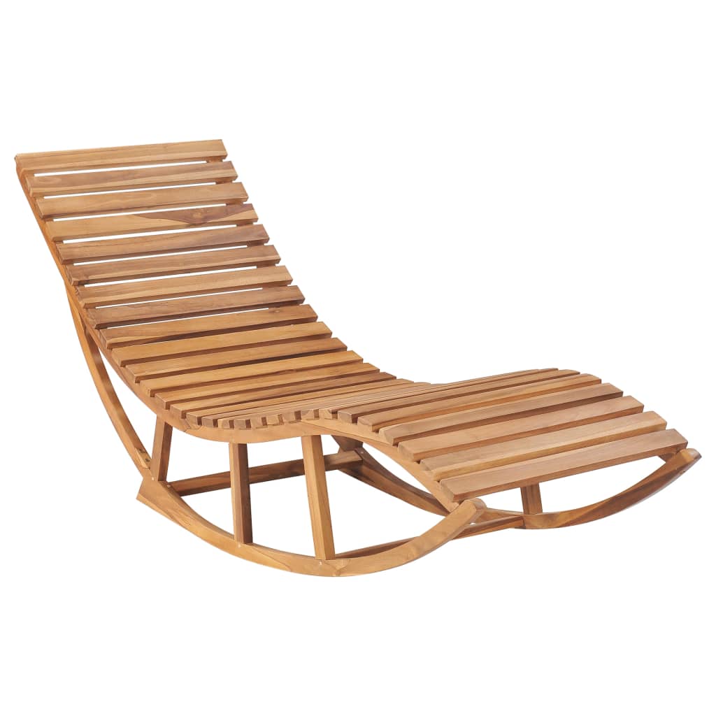 vidaXL Rocking Sun Lounger with Cushion Solid Teak Wood