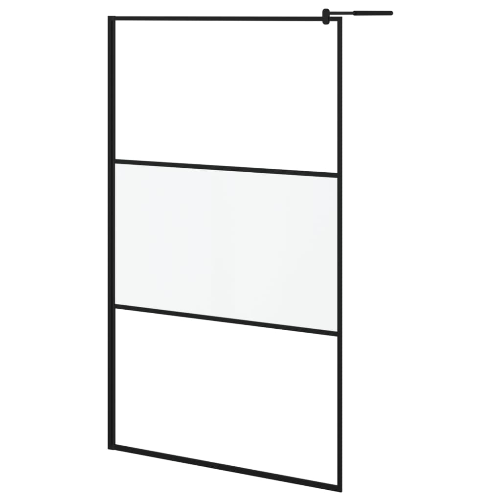 vidaXL Walk-in Shower Wall 45.3"x76.8" Frosted ESG Glass Black