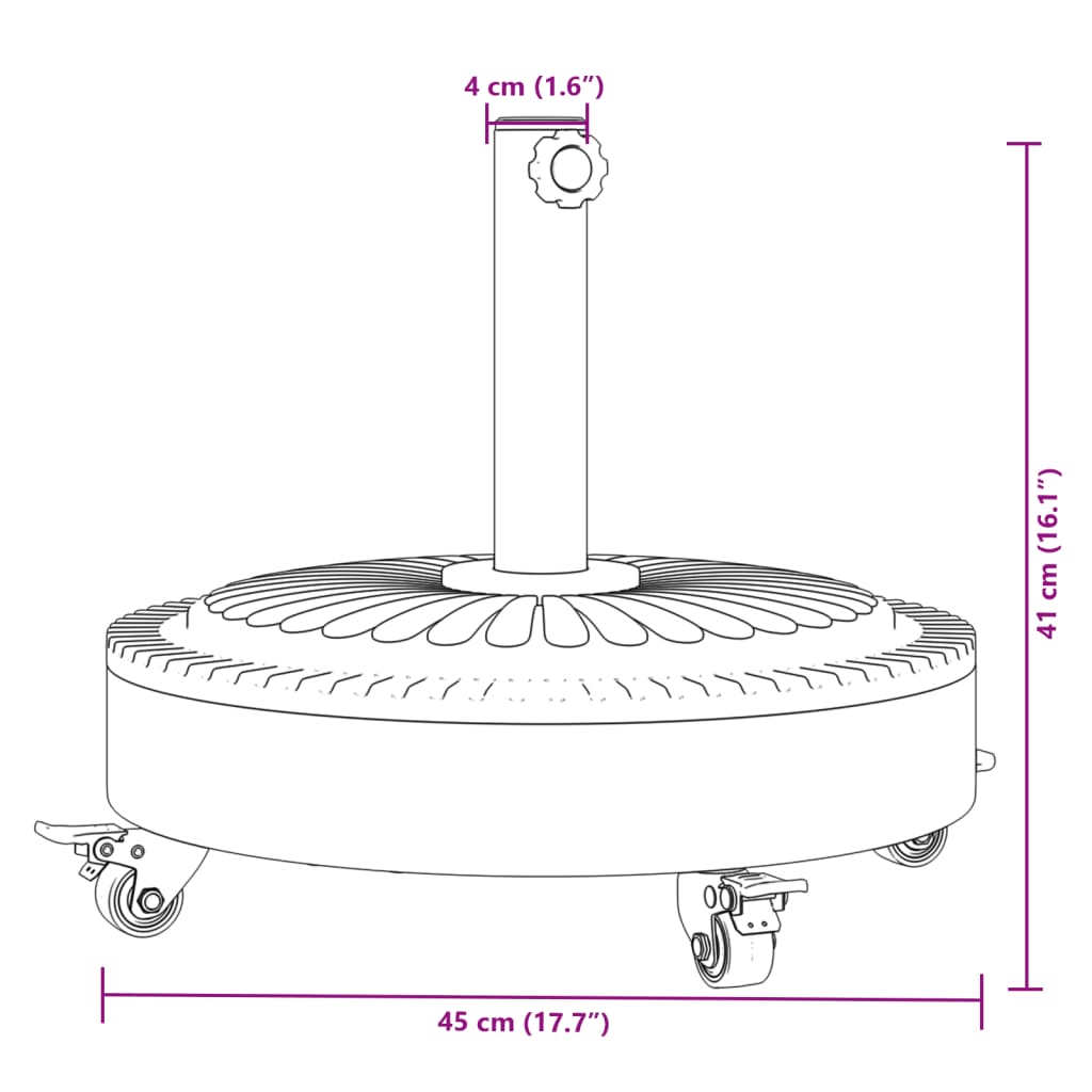 vidaXL Parasol Base with Wheels for Ø1.5"/1.9" Poles 59.5 lb Round