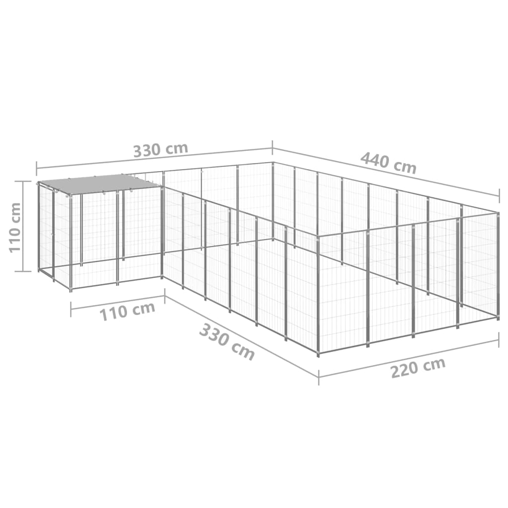 vidaXL Dog Kennel Silver 117.2 ft² Steel