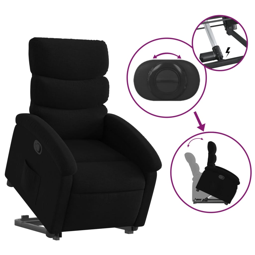 vidaXL Stand up Recliner Chair Black Fabric