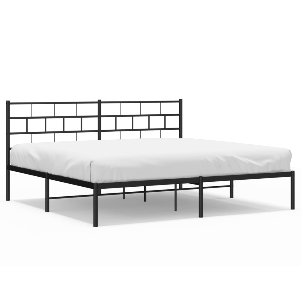 vidaXL Metal Bed Frame without Mattress with Headboard Black 72"x83.9"