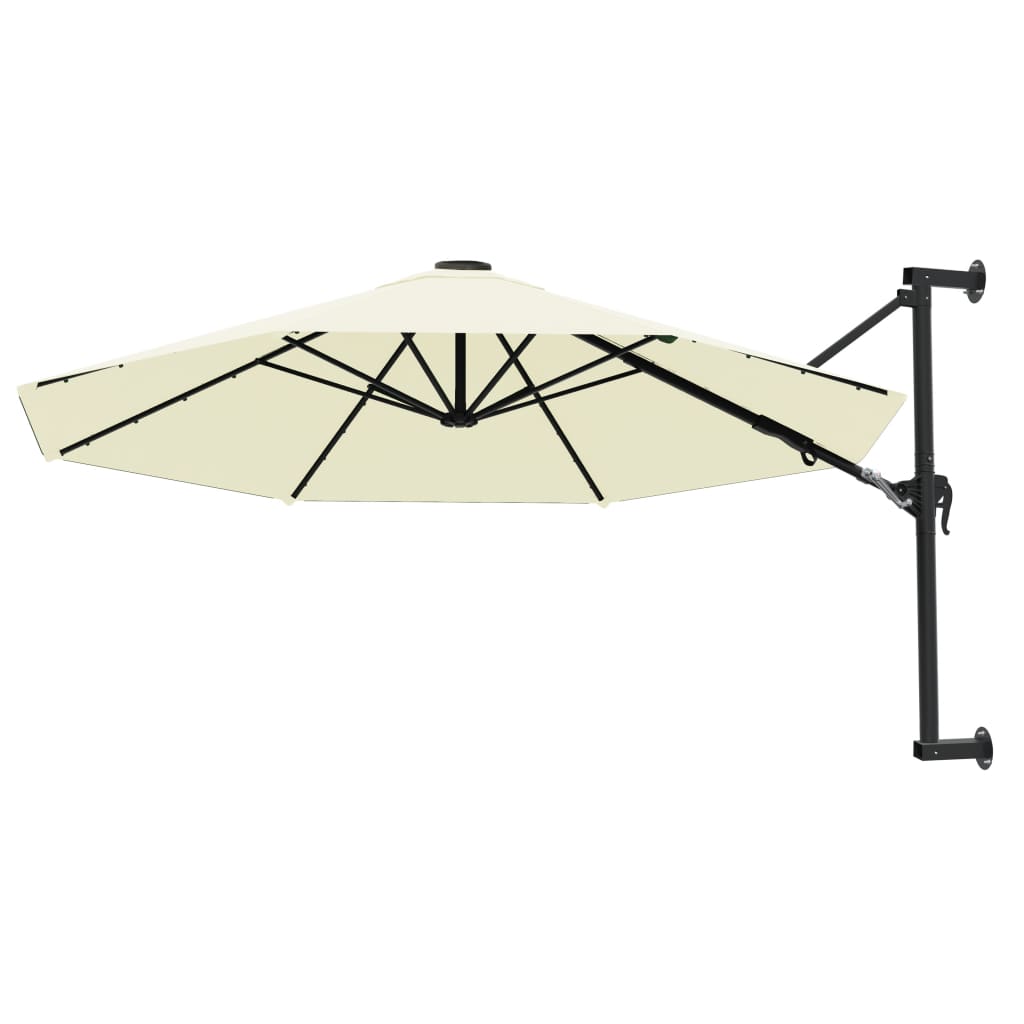 vidaXL Wall-Mounted Parasol with Metal Pole 118.1" Sand