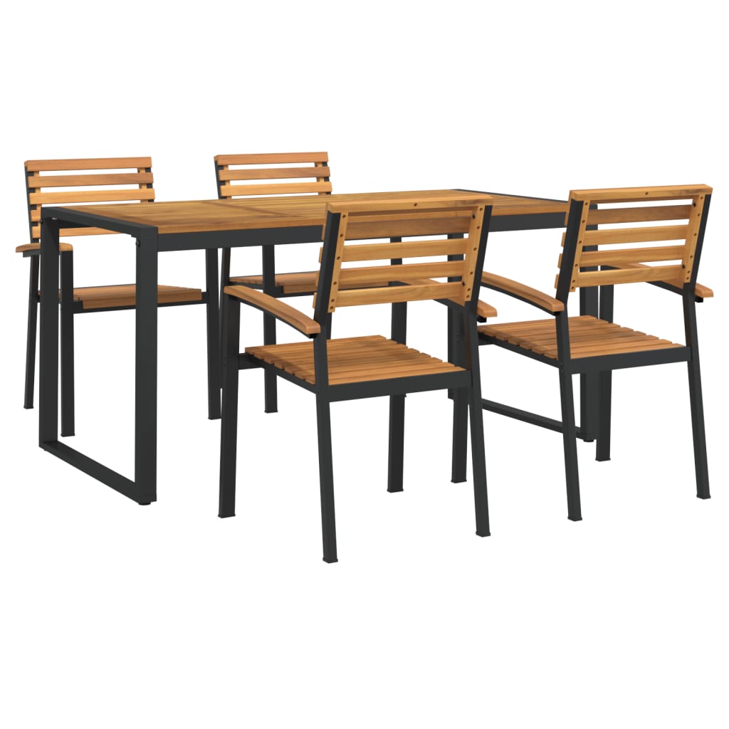 vidaXL 5 Piece Patio Dining Set Solid Wood Acacia and Metal