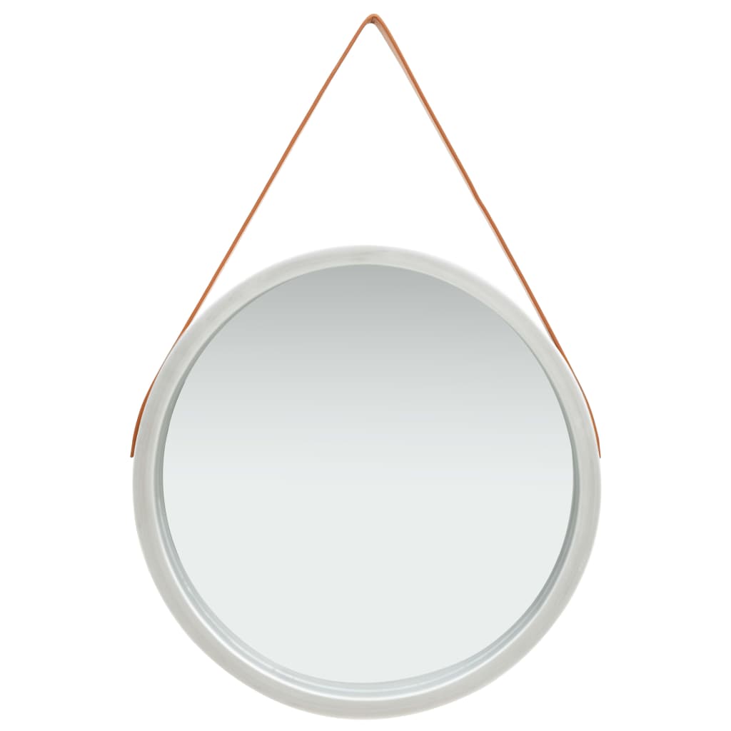 vidaXL Wall Mirror with Strap 23.6" Silver