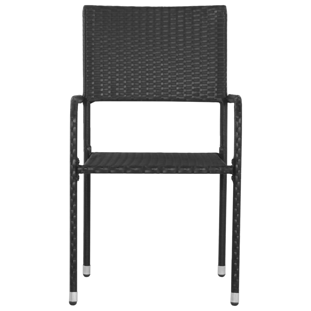 vidaXL Patio Dining Chairs 6 pcs Stackable Black Poly Rattan