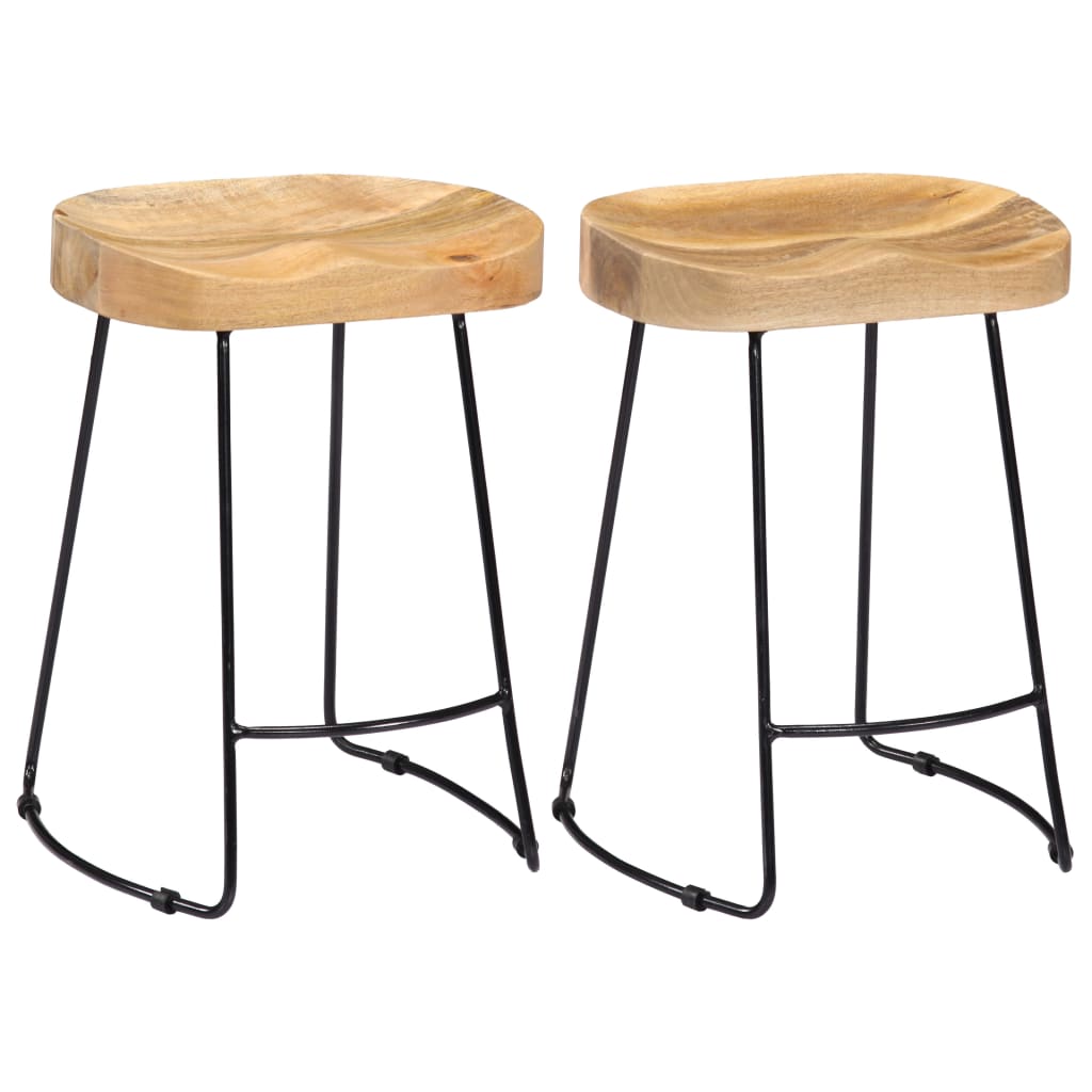 vidaXL Gavin Bar Stools 2 pcs Solid Mango Wood