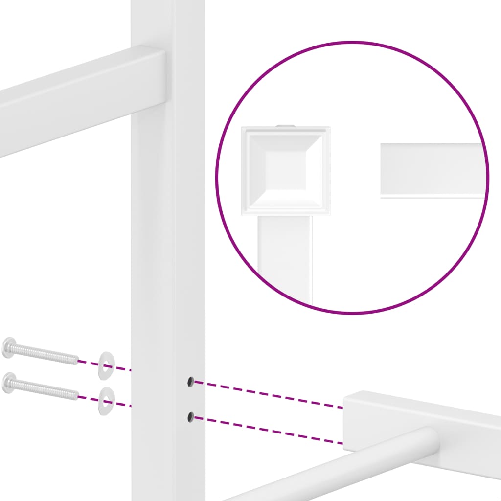 vidaXL Metal Bed Frame without Mattress with Headboard White 76"x79.9"