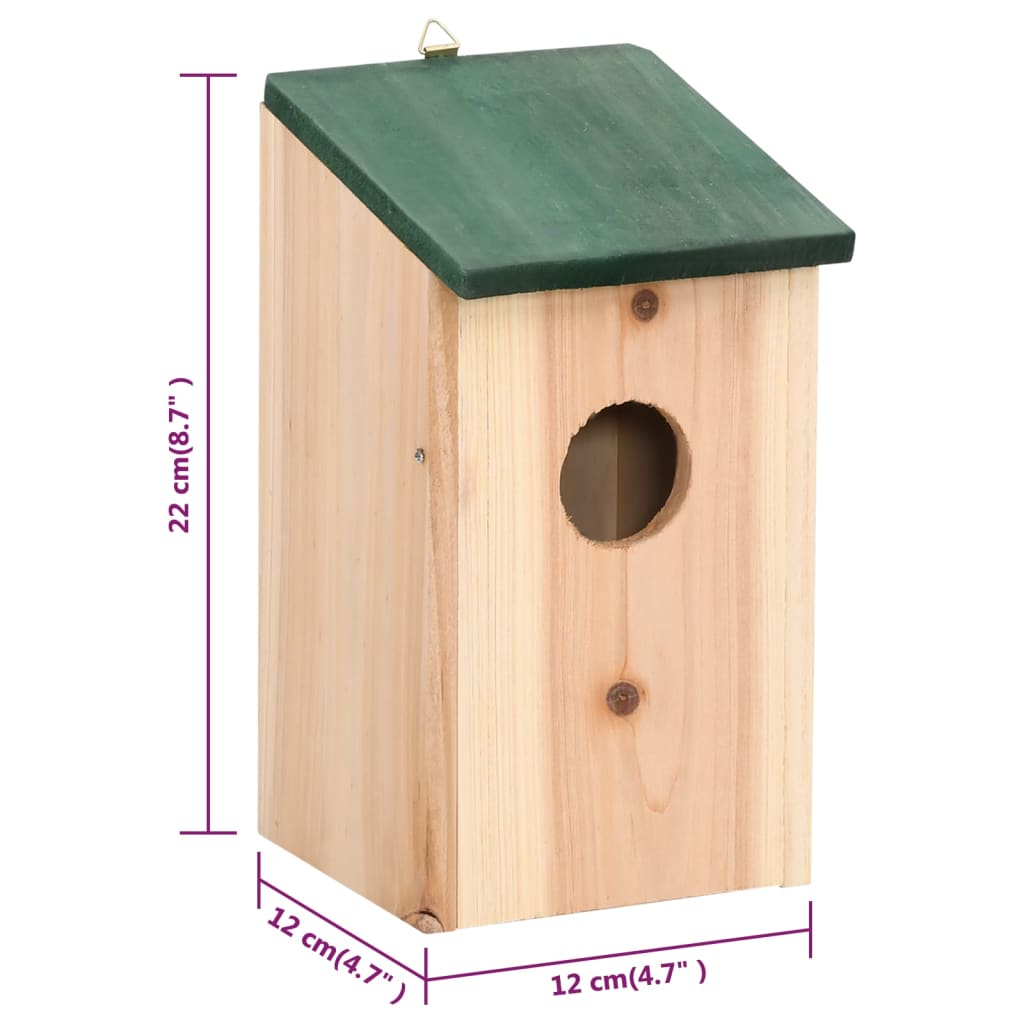 vidaXL Bird Houses 4 pcs Wood 4.7"x4.7"x8.7"