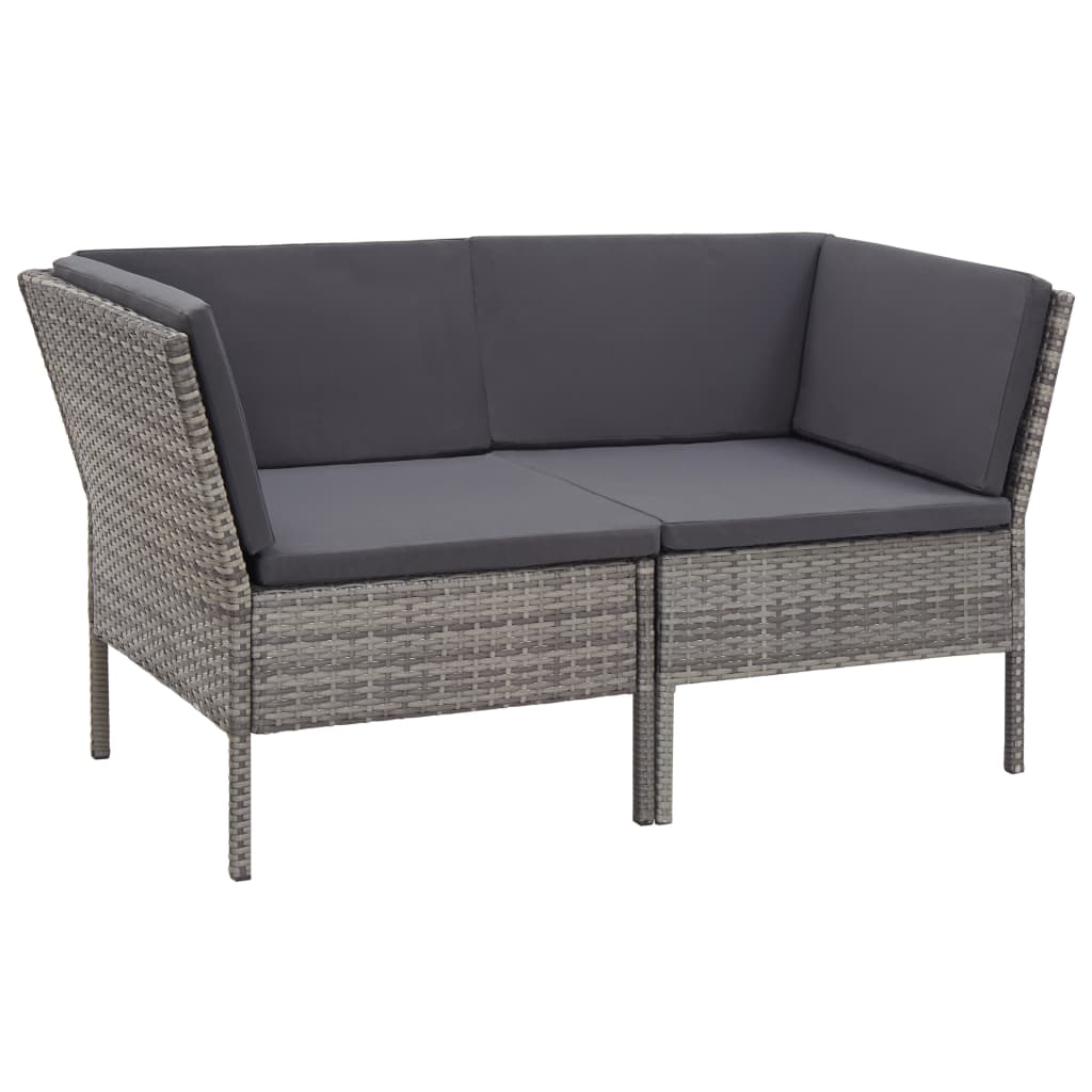 vidaXL 8 Piece Patio Lounge Set with Cushions Poly Rattan Gray