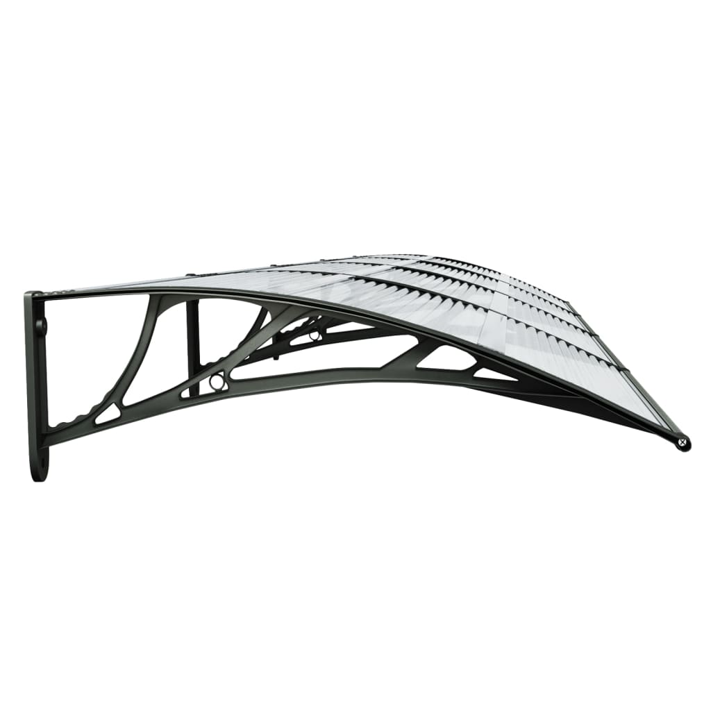 vidaXL Door Canopy Black and Transparent 157.5"x29.5" Polycarbonate