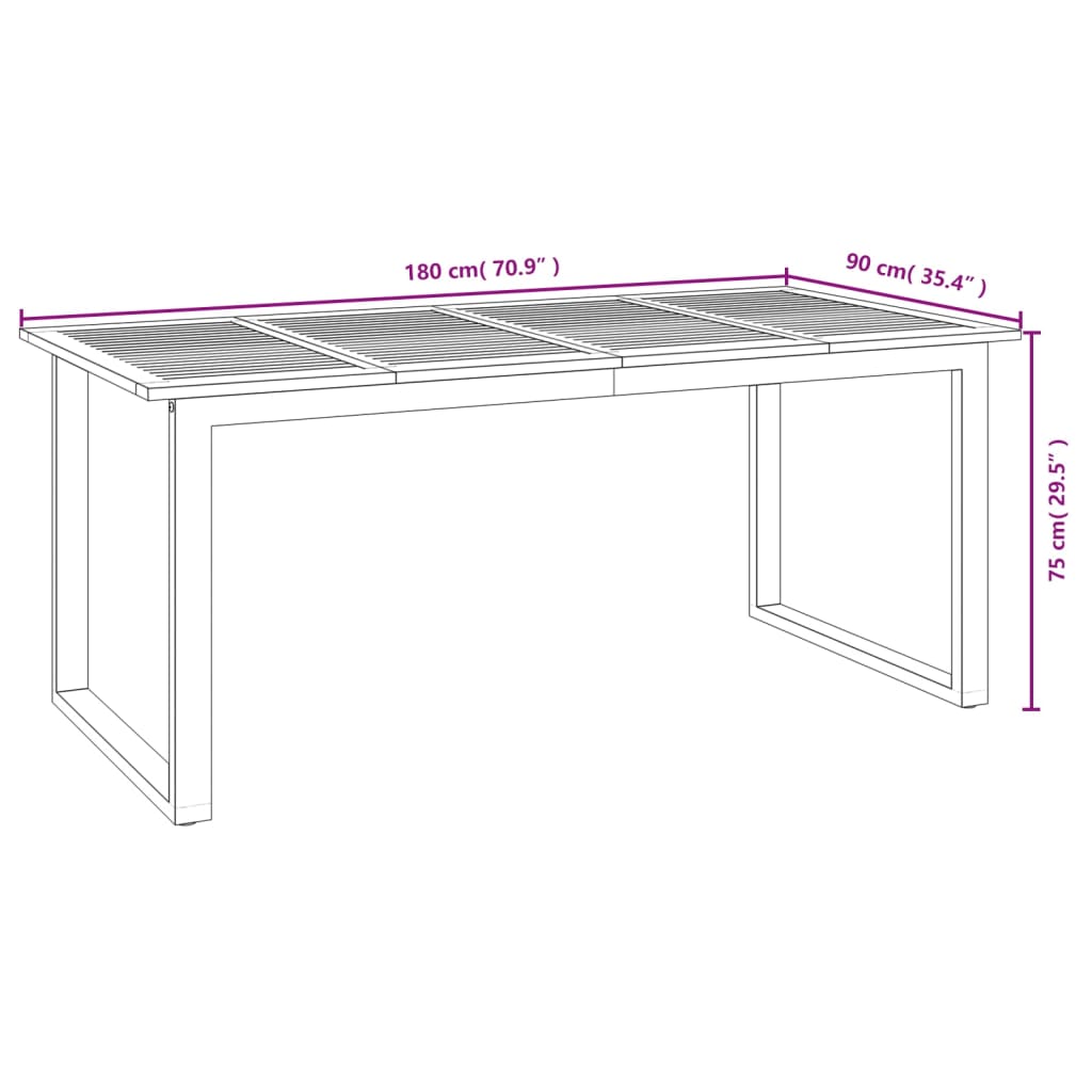 vidaXL 7 Piece Patio Dining Set Solid Wood Acacia and Metal