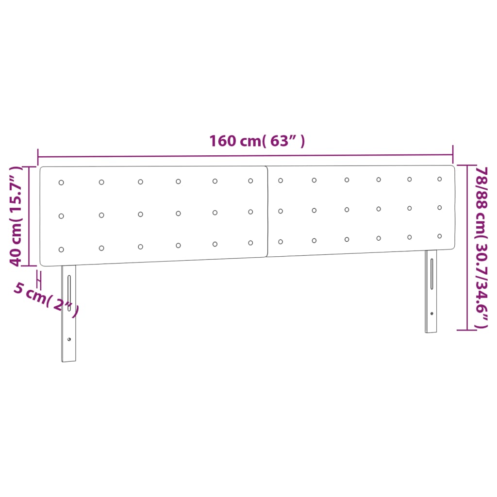 vidaXL Headboards 2 pcs Light Gray 31.5"x2"x30.7"/34.6" Velvet