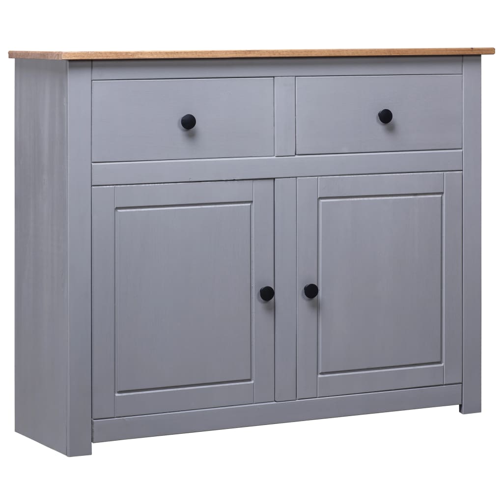 vidaXL Sideboard Gray 36.6"x15.7"x31.5" Solid Pinewood Panama Range