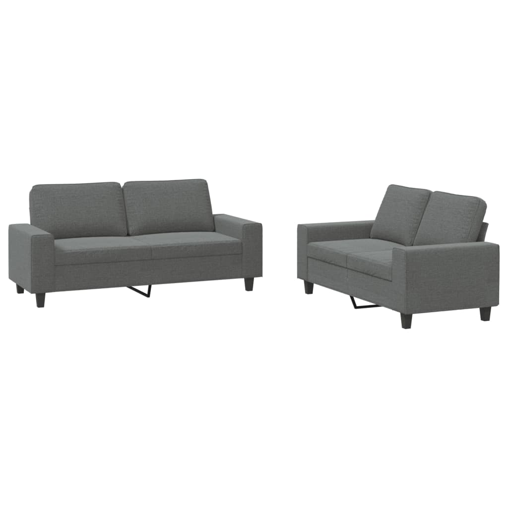 vidaXL 2 Piece Sofa Set Dark Gray Fabric