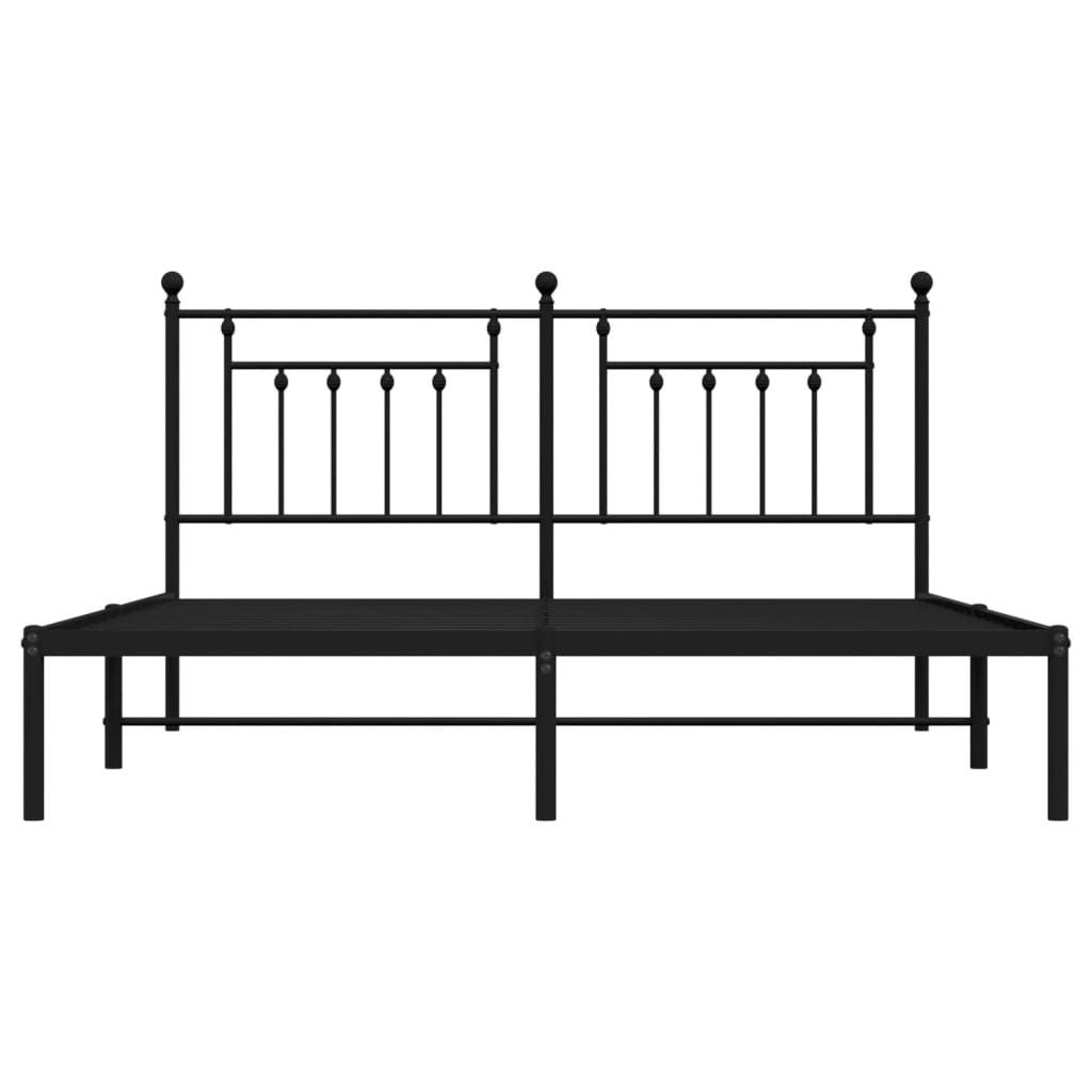 vidaXL Metal Bed Frame without Mattress with Headboard Black 72"x83.9"