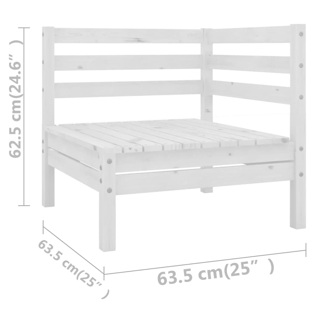 vidaXL 6 Piece Patio Lounge Set White Solid Pinewood