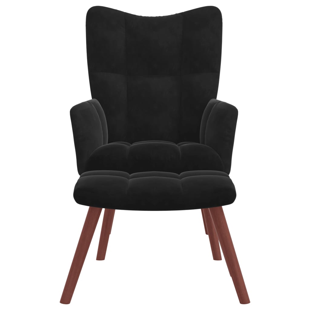 vidaXL Relaxing Chair with a Stool Black Velvet