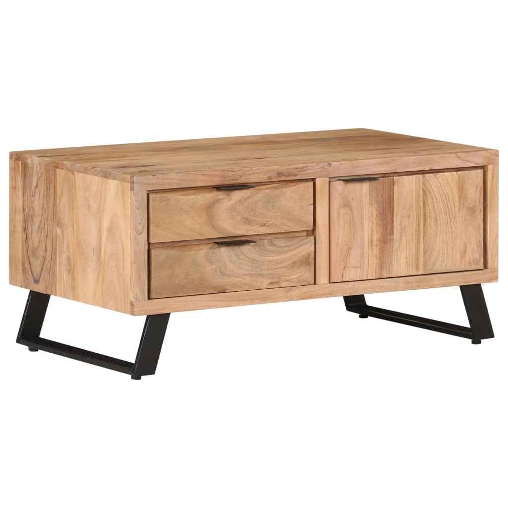 vidaXL Coffee Table 35.4"x19.7"x15.7" Solid Acacia Wood with Live Edges