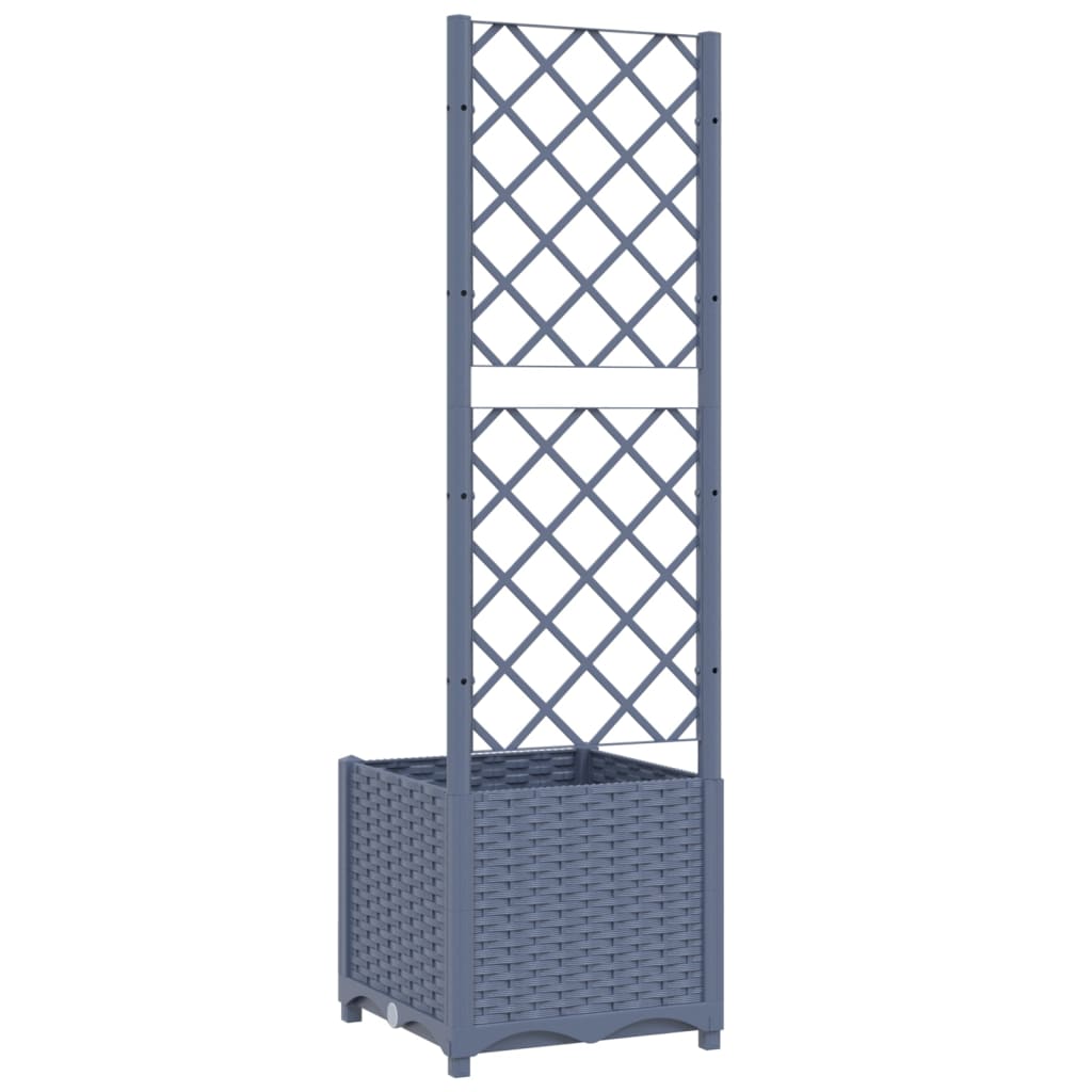 vidaXL Garden Planter with Trellis Dark Gray 15.7"x15.7"x53.5" PP