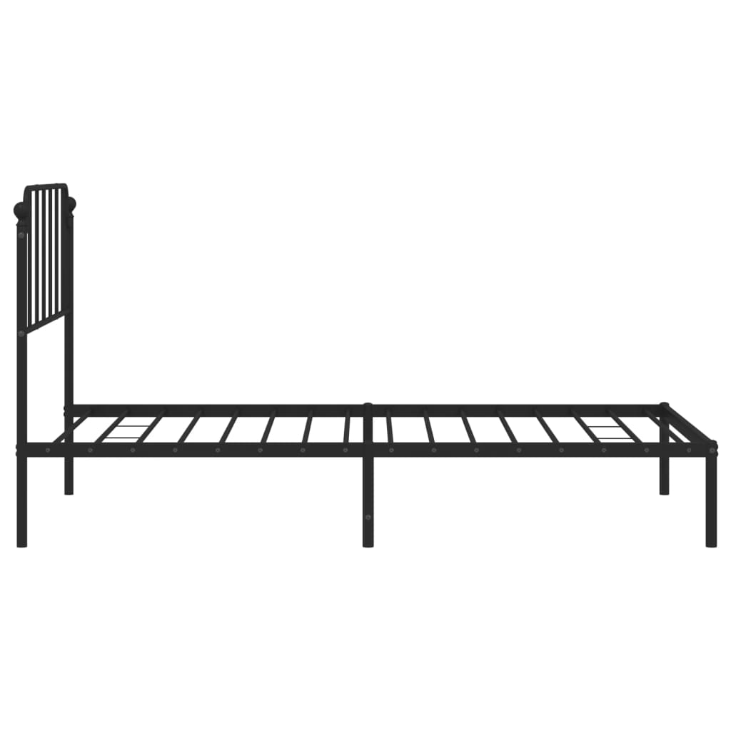 vidaXL Metal Bed Frame without Mattress with Headboard Black 39.4"x74.8"