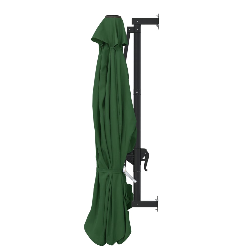 vidaXL Wall-Mounted Garden Parasol with Metal Pole 118.1" Green