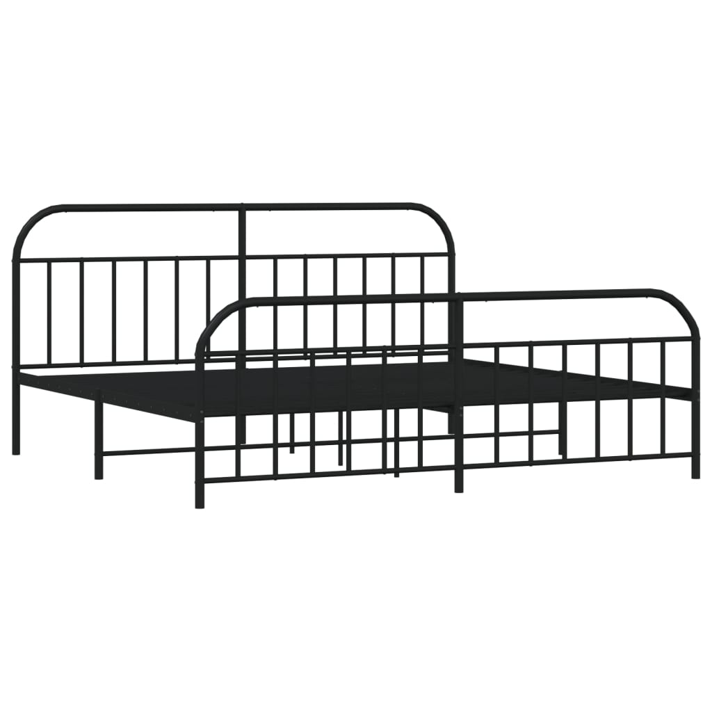 vidaXL Metal Bed Frame with Headboard and Footboard Black 76"x79.9" King