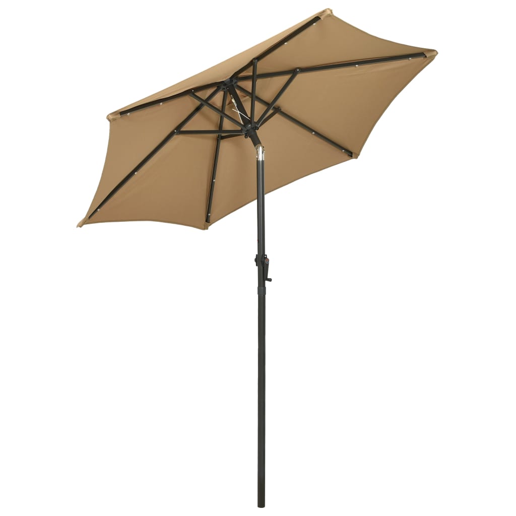 vidaXL Garden Parasol with LED Lights Taupe 78.7"x83.1" Aluminum