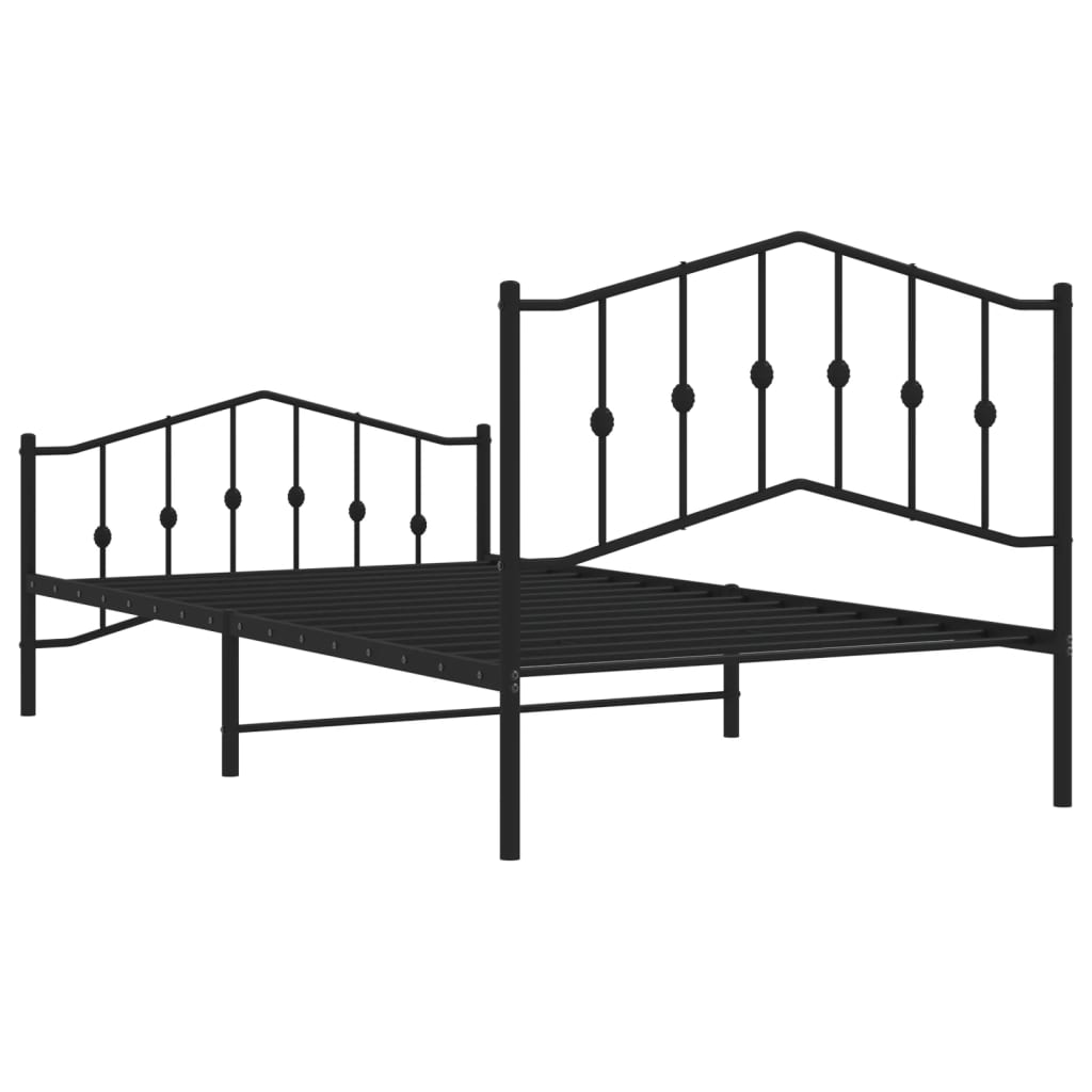 vidaXL Metal Bed Frame without Mattress with Footboard Black 39.4"x78.7"