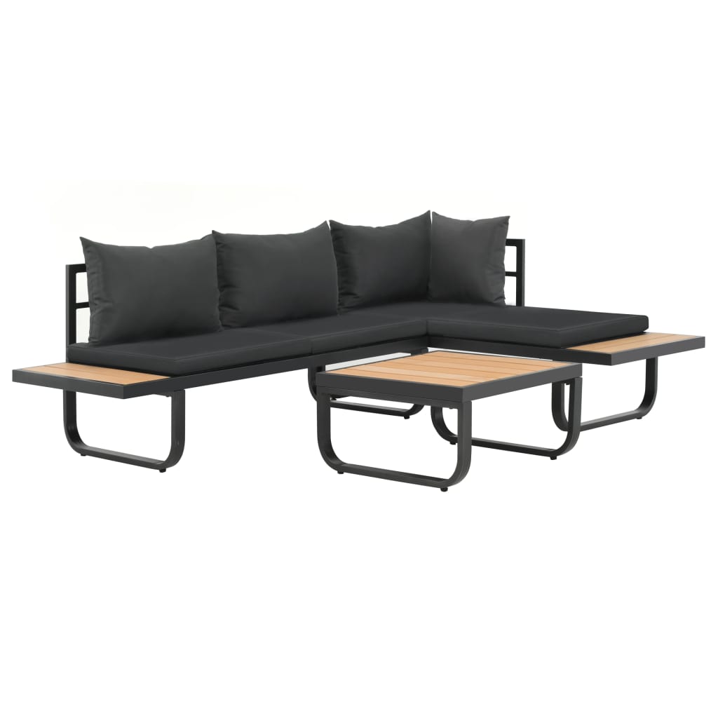 Een effectief decaan klep vidaXL 2 Piece Patio Corner Sofa Set with Cushions Aluminum WPC | vidaXL.com