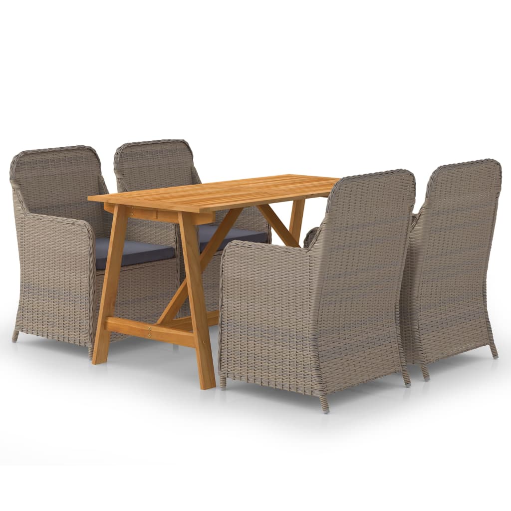 vidaXL 5 Piece Patio Dining Set Brown