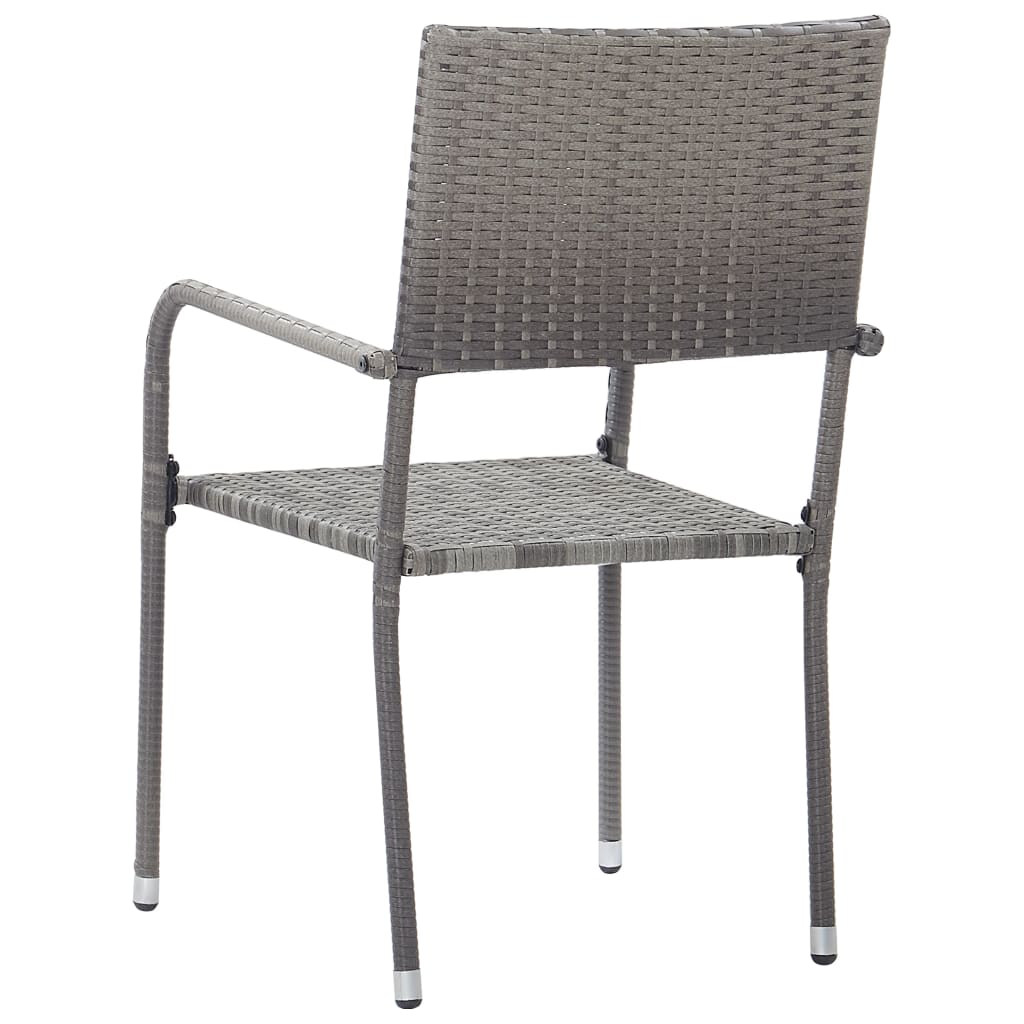 vidaXL Patio Dining Chairs 6 pcs Stackable Gray Poly Rattan