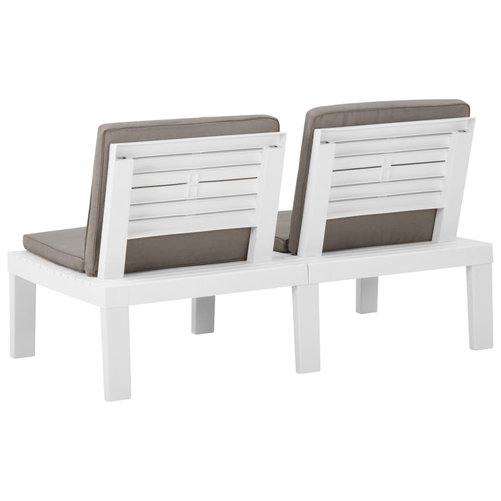 vidaXL 2 Piece Patio Lounge Set with Cushions Plastic White