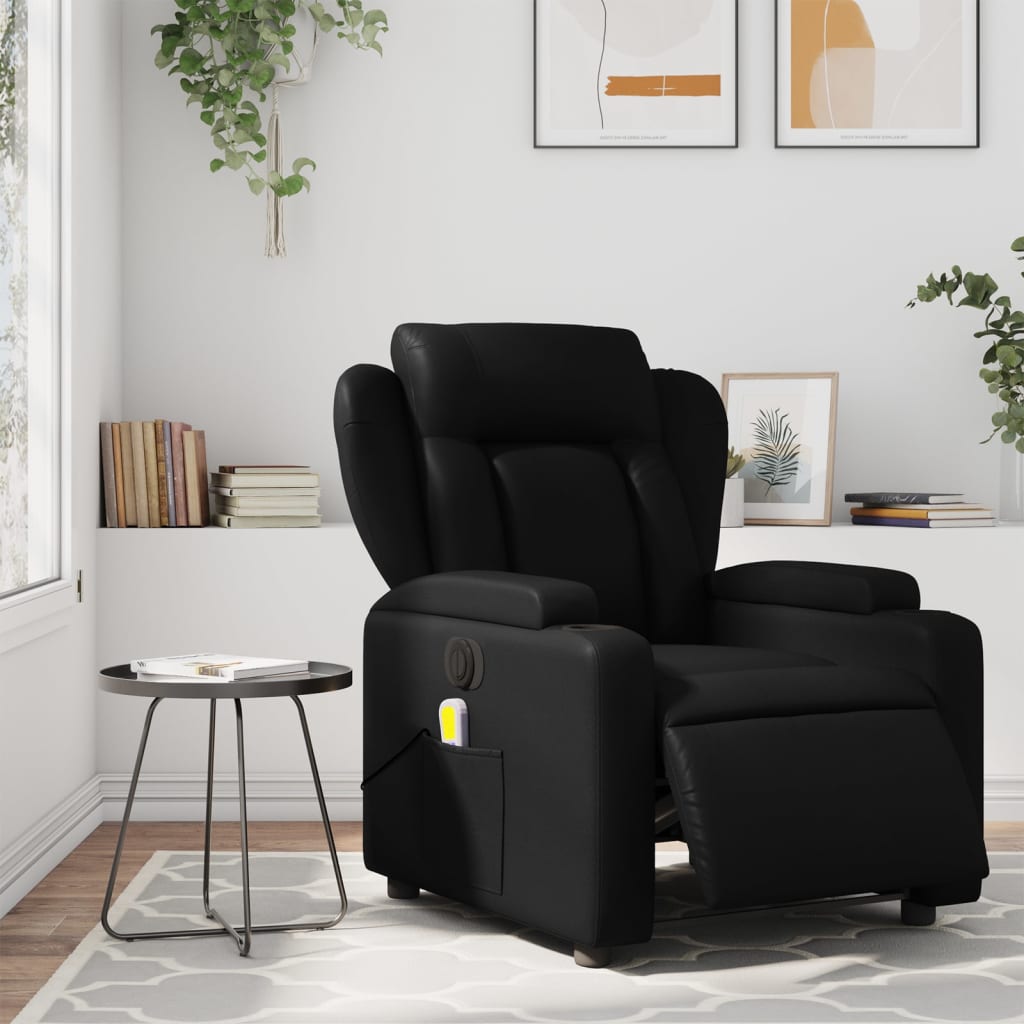 vidaXL Electric Massage Recliner Chair Black Faux Leather