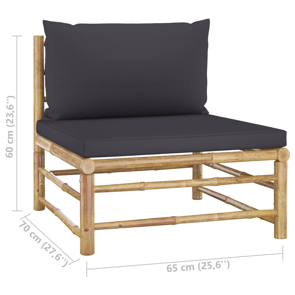 vidaXL 5 Piece Patio Lounge Set with Dark Gray Cushions Bamboo