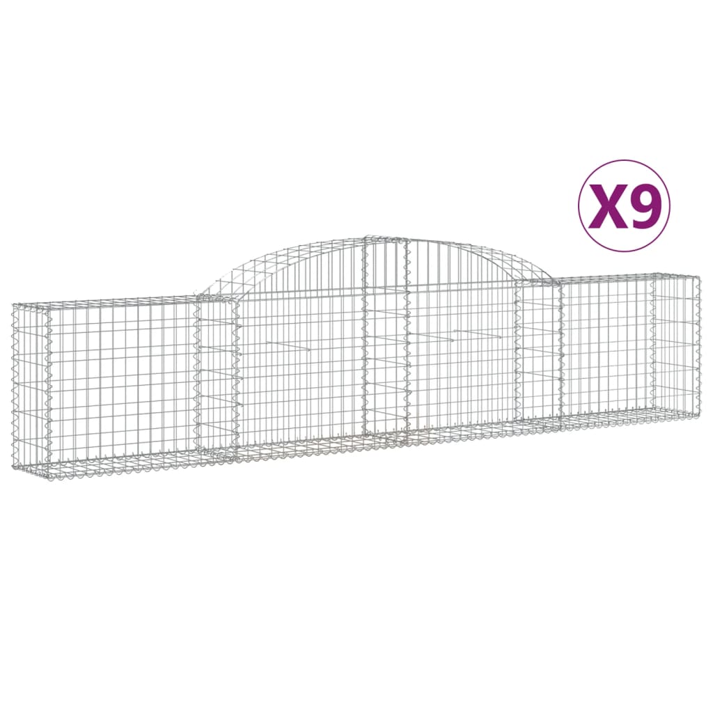 vidaXL Arched Gabion Baskets 9 pcs 118.1"x11.8"x23.6"/31.5" Galvanized Iron