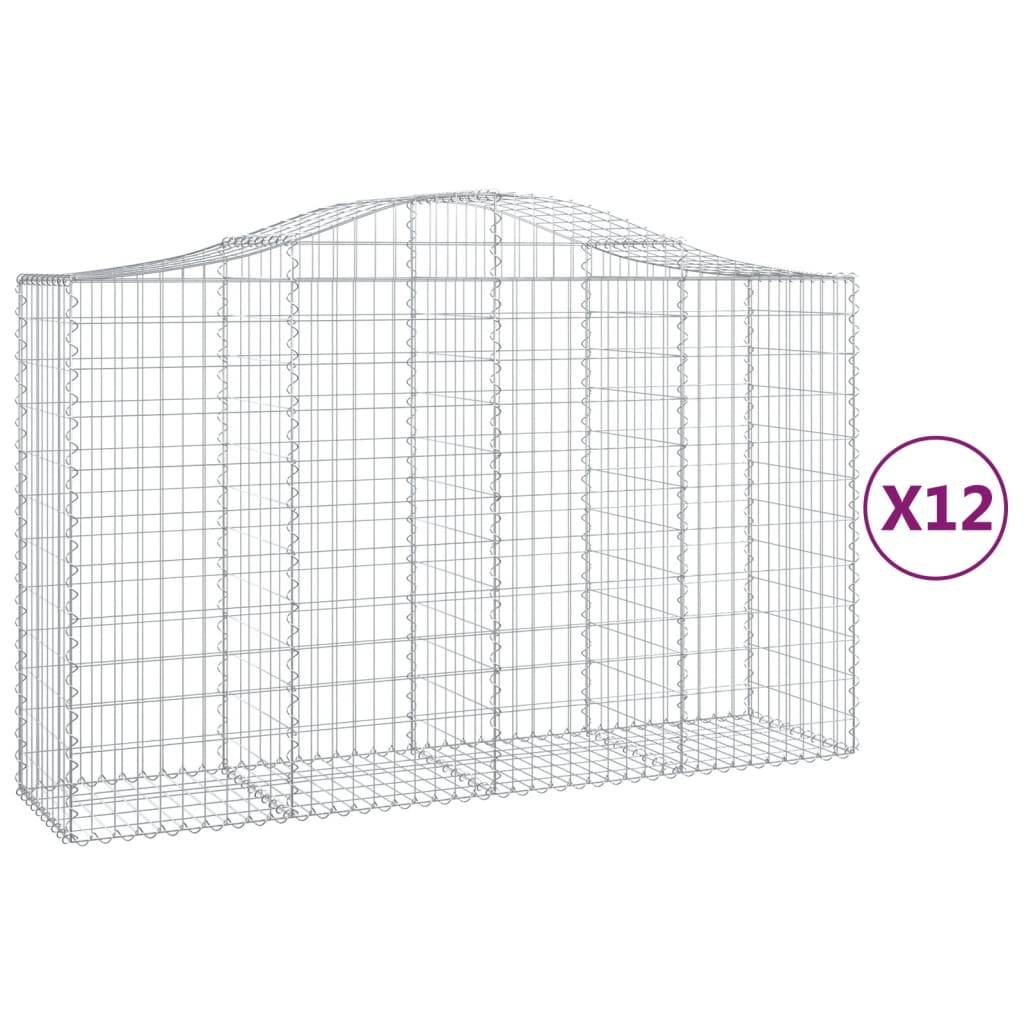 vidaXL Arched Gabion Baskets 12 pcs 78.7"x19.7"x47.2"/55.1" Galvanized Iron