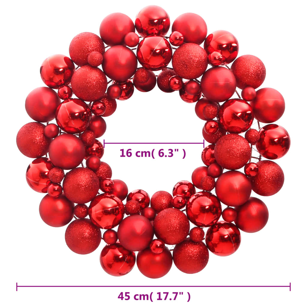 vidaXL Christmas Wreath Red 17.7" Polystyrene