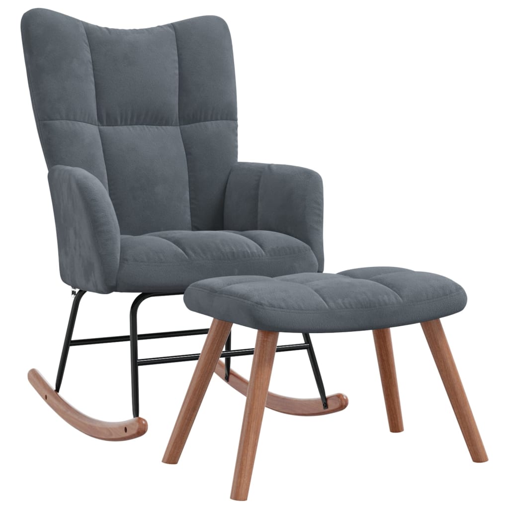 vidaXL Rocking Chair with Ottoman Dark Gray Velvet