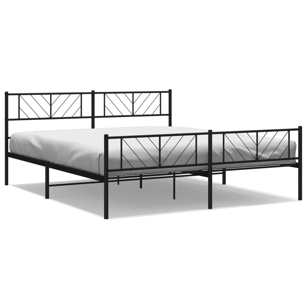 vidaXL Metal Bed Frame without Mattress with Footboard Black 76"x79.9"