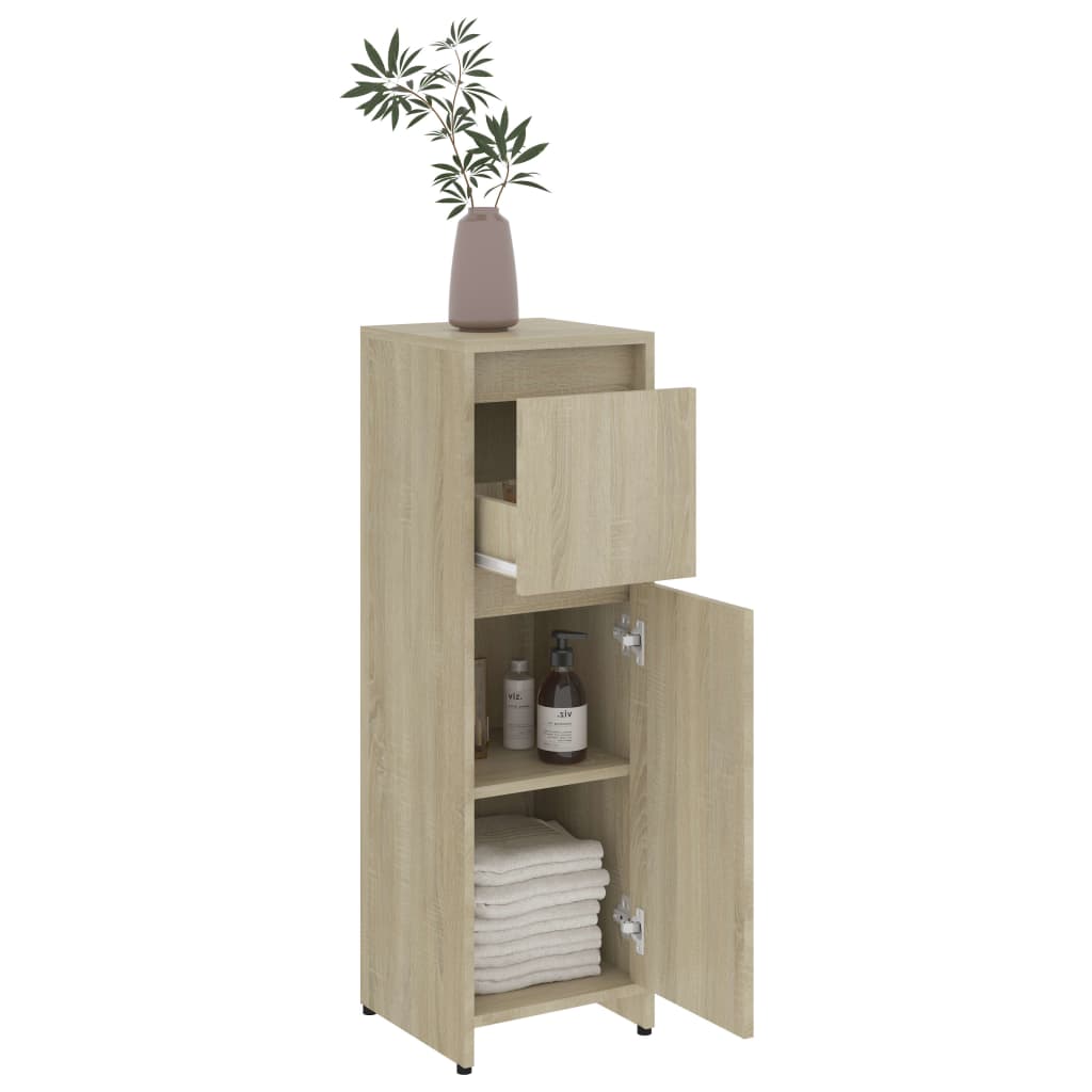 vidaXL 3 Piece Bathroom Furniture Set Sonoma Oak Engineered Wood