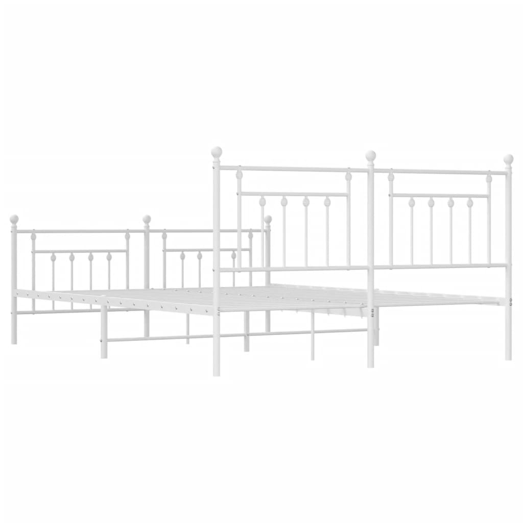 vidaXL Metal Bed Frame without Mattress with Footboard White 72"x83.9"